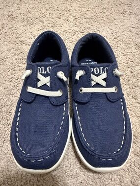 Polo by Ralph Lauren Kids Navy Canvas Moccasins with White Laces